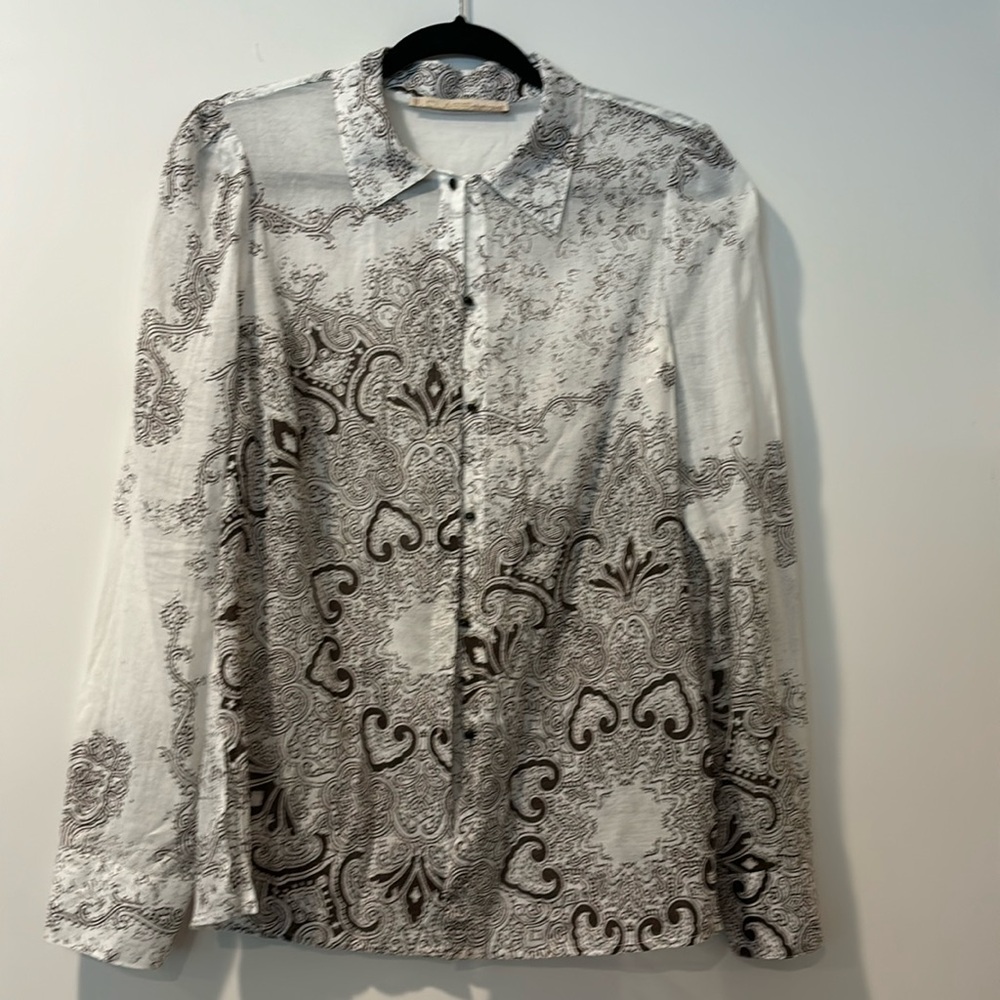 Roberto Cavalli Class Vintage cotton long sleeve blouse size 8 made in Italy